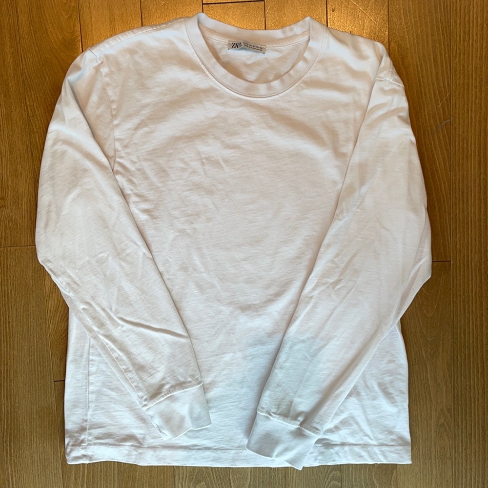 Zara Men’s White Long sleeve T-Shirt